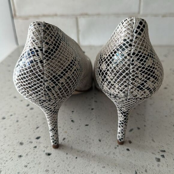 Sole Society Ronya Pump Leather Beige Brown Snake Print Pointed Toe Shoes Sz 9.5 - Picture 4 of 13